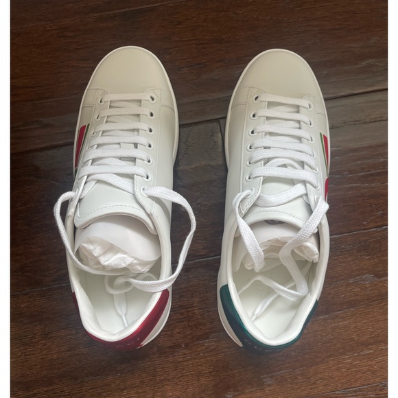 Brand New Gucci Ace Sneakers Green Red Logo GG White Womens Size 36.5 - Picture 11 of 12